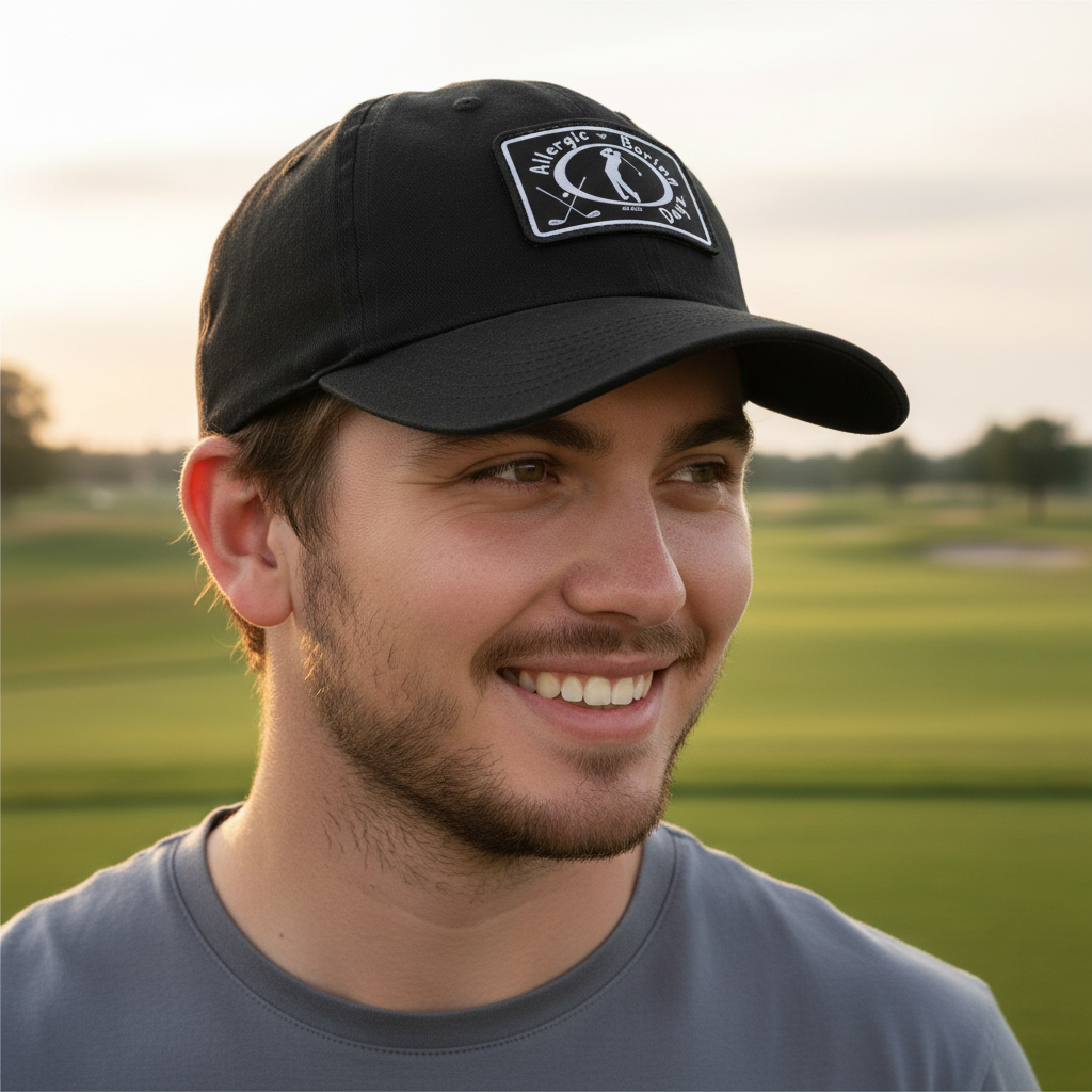 lifestyle scene ~ Fairway Men's Golf Hat with Leather Patch by Allergic to Boring Dayz™