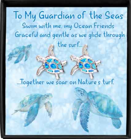 Surfer's Turtle Earrings, Beautiful Opal and Silver Design ~ a The Turtle Means Something To People Who Surf pick