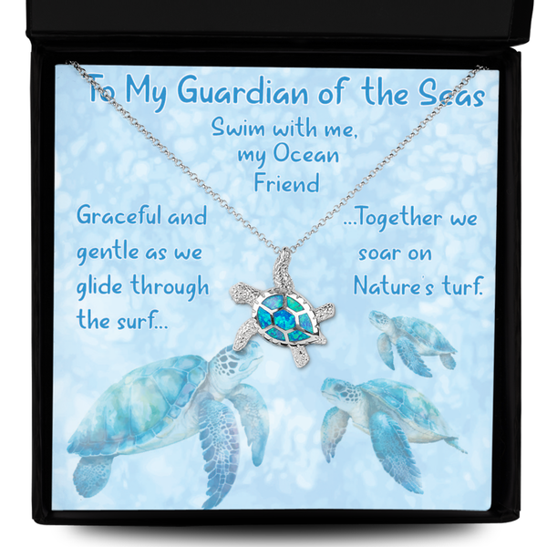 Surfer's Turtle Necklace, Beautiful Opal and Silver Design
