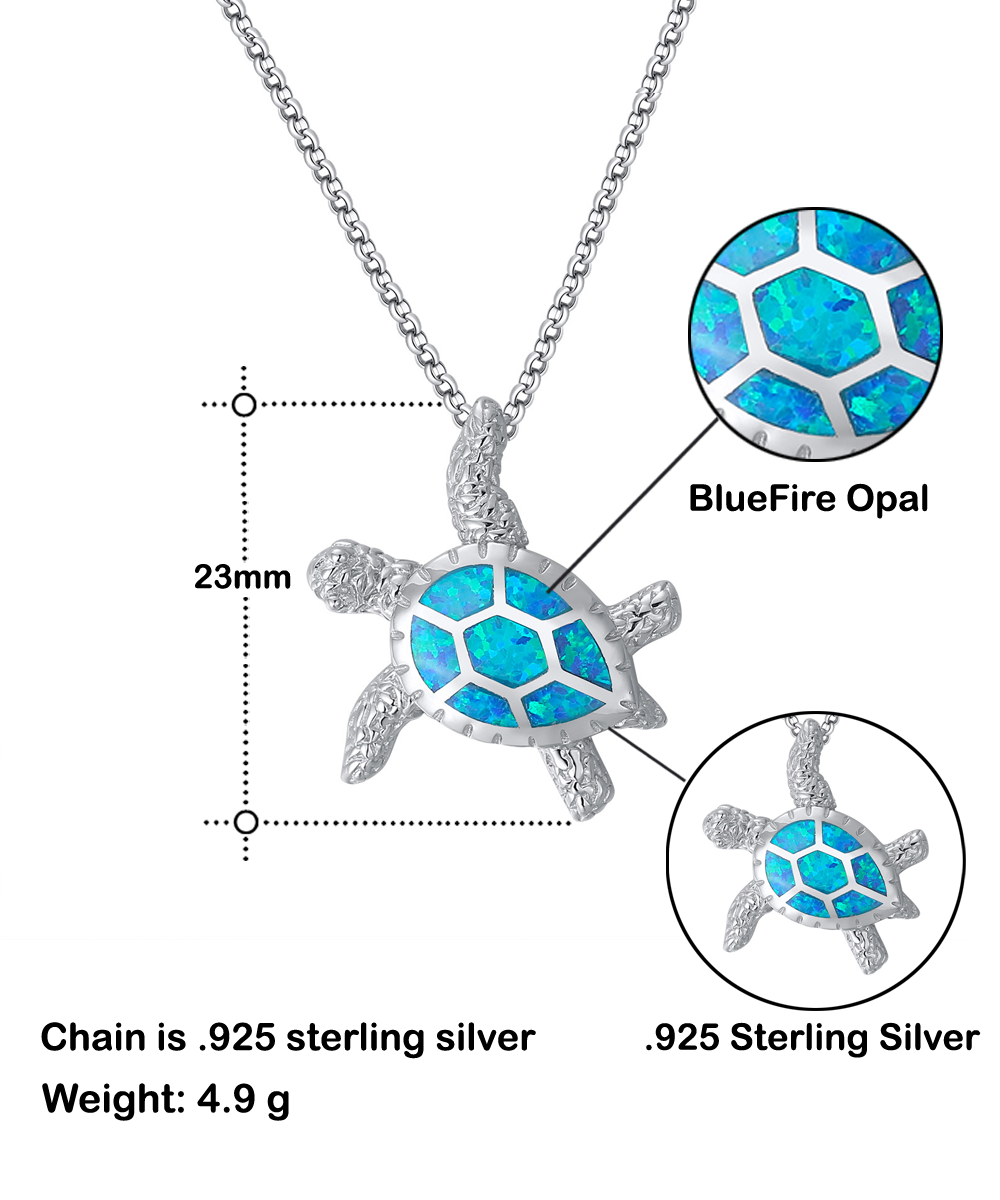 Surfer's Turtle Necklace, Beautiful Opal and Silver Design